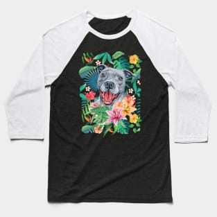 Tropical Blue Pit Bull Pitbull Baseball T-Shirt